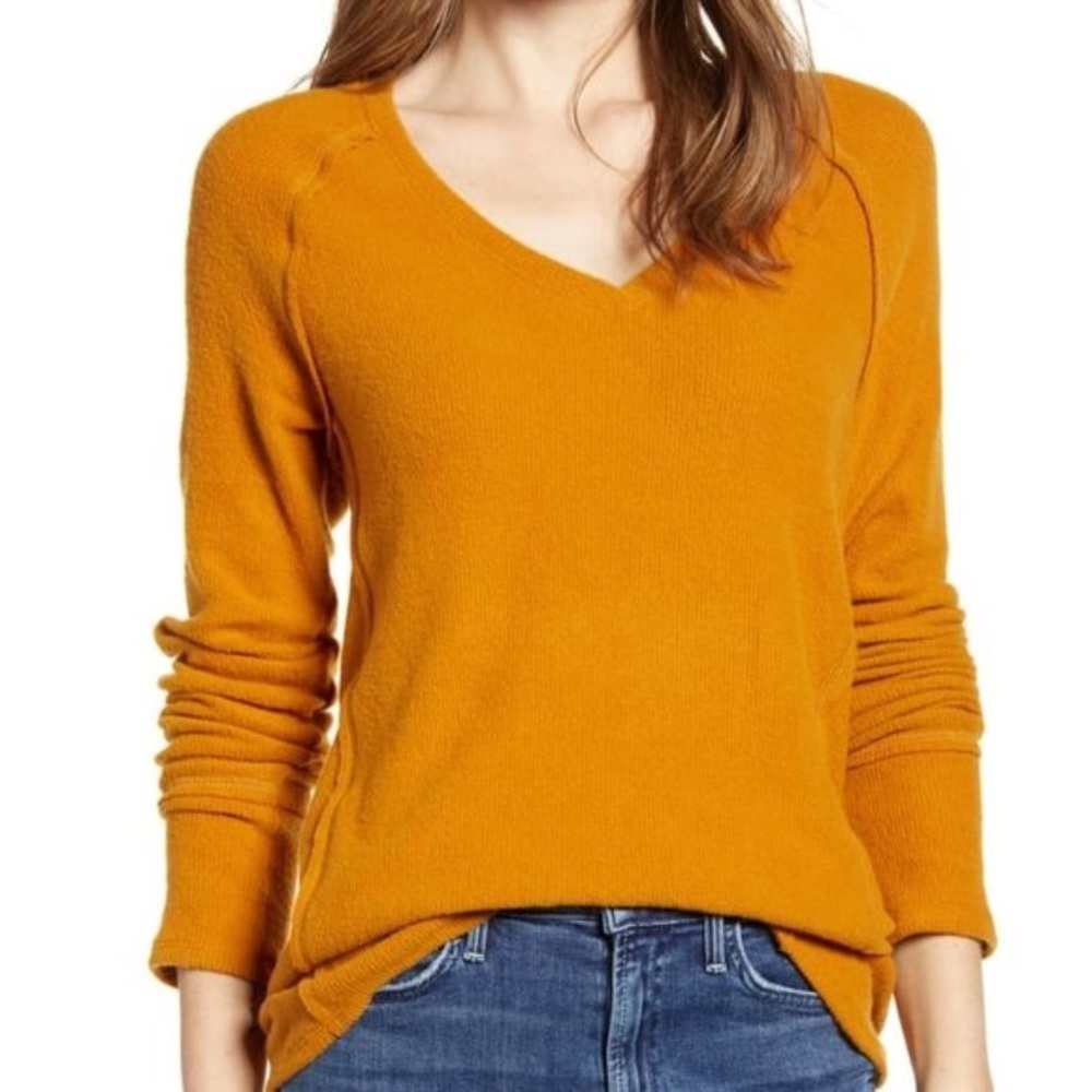 CASLON Cozy V-Neck Ribbed Top